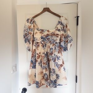 Abercrombie & Fitch Emerson Floral Cream and Blue Women's Dress